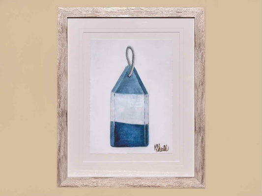 "Buoy 3" Matted Print on Paper in Distressed Frame