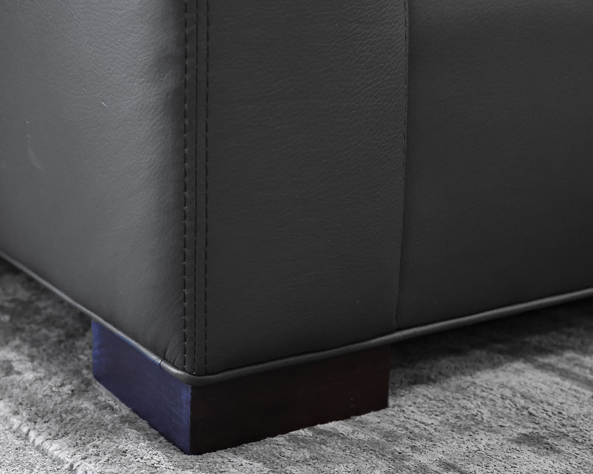 Lee Industries Two-Cushion Gray Leather Couch