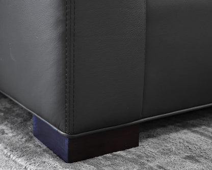 Lee Industries Two-Cushion Gray Leather Couch