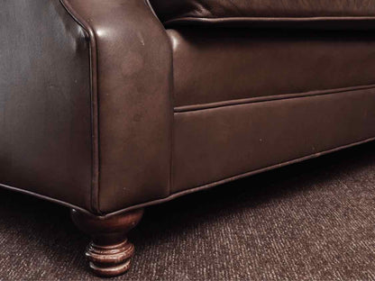 Leather 3 Cushion Sofa In Dark Chocolate