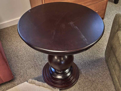 Powell Pedestal Side Table in Espresso Finish