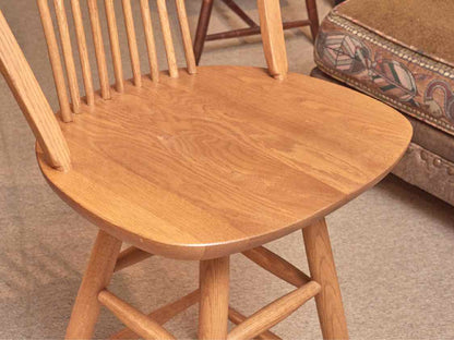 Pair of Oak Sheaf Back Swivel Counter Stools
