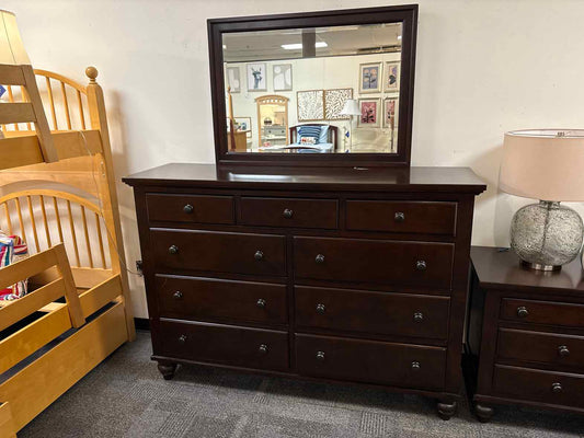 9-Drawer Dresser and Mirror in Espresso