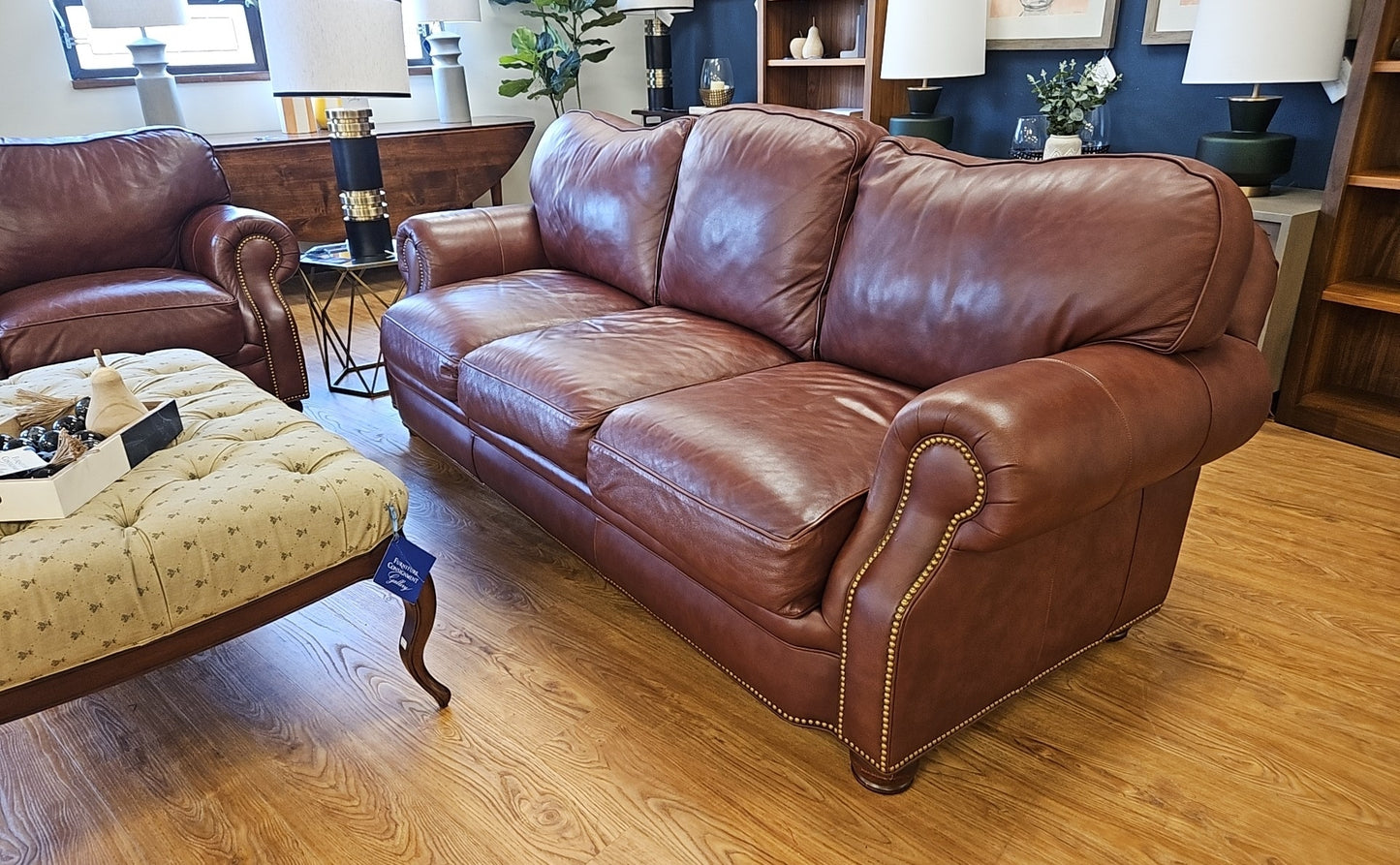 Hancock and Moore Warm Brown Leather Sofa