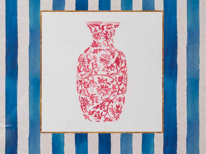 'Chinoiserie Vase II' White Framed Print Under Glass