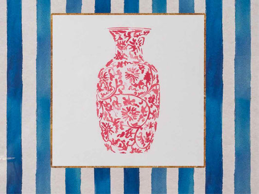'Chinoiserie Vase II' White Framed Print Under Glass