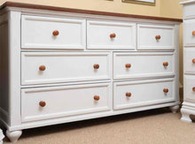 Cherry Plank Top 7 Drawer Dresser in White Finish