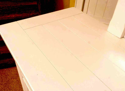 White Finish 7 Drawer Dresser with Beadboard Top & Mirror