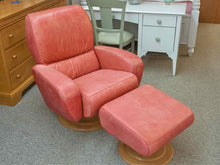 Coral Leather Recliner W/ Ottoman