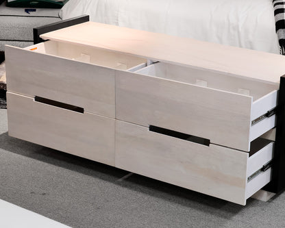 CB2 Beaufort 66" Whitewashed Wood 4-Drawer Dresser