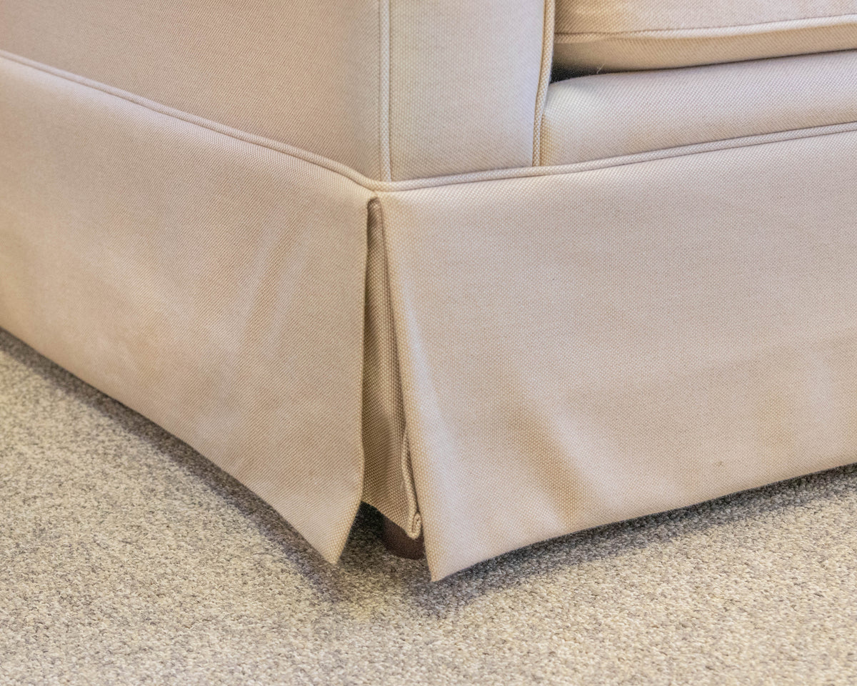 Roll-arm 3-Pc Skirted Sectional in Natural Sailcloth