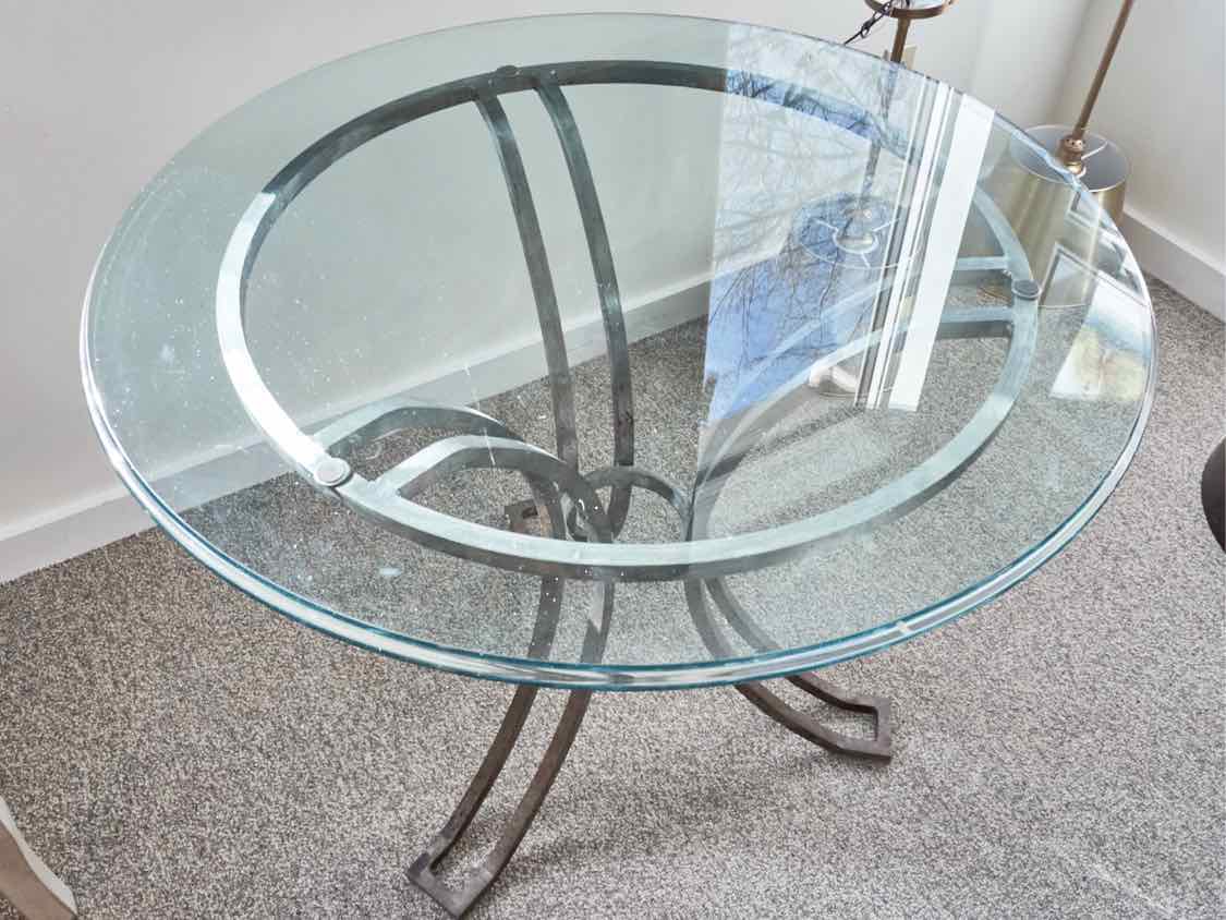 Round Glass Top Accent Table
