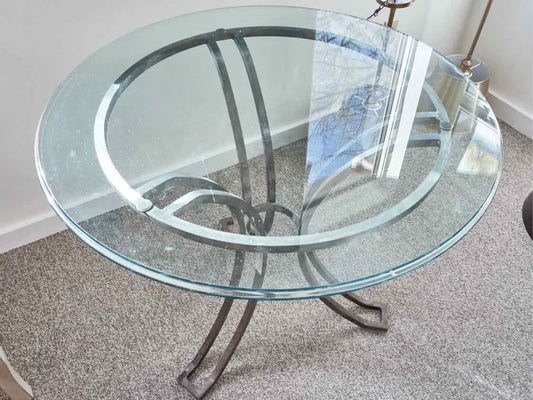 Round Glass Top Accent Table