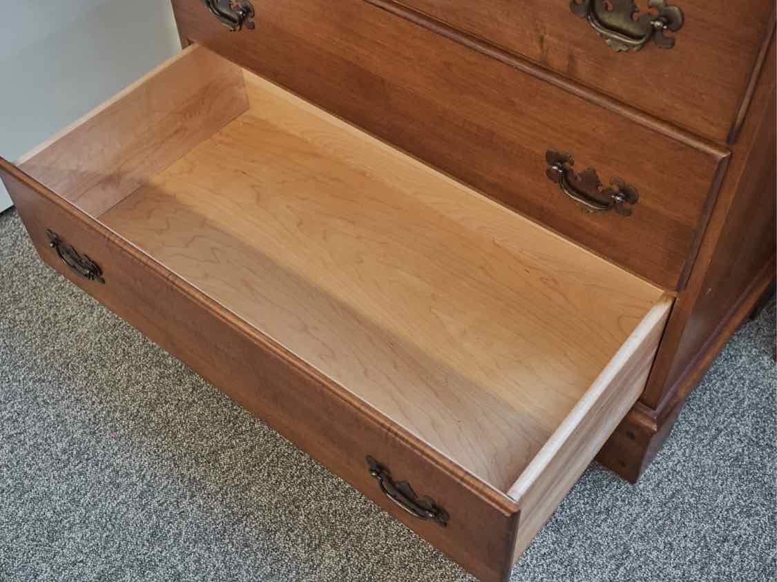 Maple 3-Over-3 Tall Chest with Antique Brass Pulls