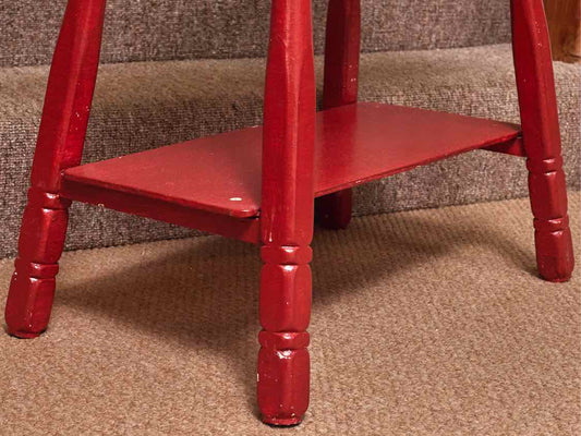 Distressed Red Finish Side Table