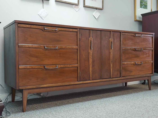 MCM Style Burled Walnut Dresser