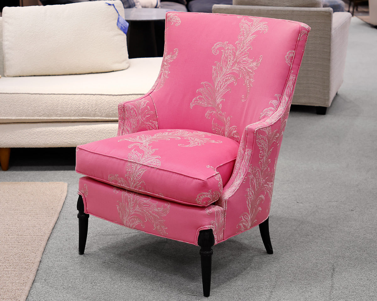 Pair of Custom Hickory Upholstered Pink Chairs