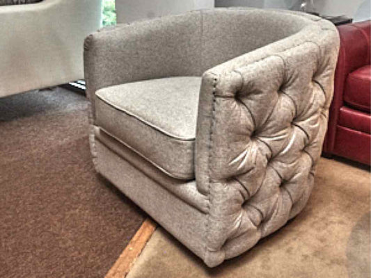 Pair of Dove Grey Upholsteted Swivel Chairs