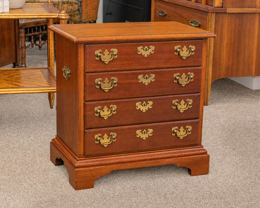 American Drew Four Drawer Nightstand In Light Cherry W/Chippendale Hardware