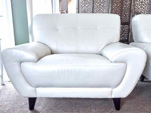 Pair of Rooms To Go 'Cindy Crawford' Ivory Leather Chairs