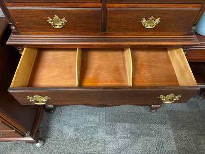 Solid Mahogany Chippendale Chest-on-Chest  With Brass Hardware