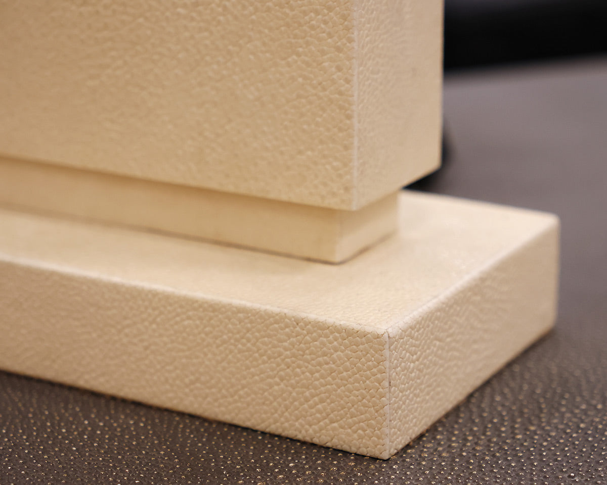 Faux Shagreen Table Lamp With Beige Shade