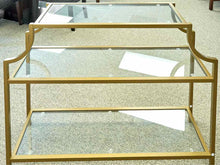 Gold Finish  Console with 3 Glass Shelves