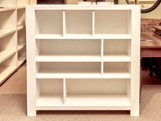 Off White Finish 9 Cubby 4 Shelf Bookcase