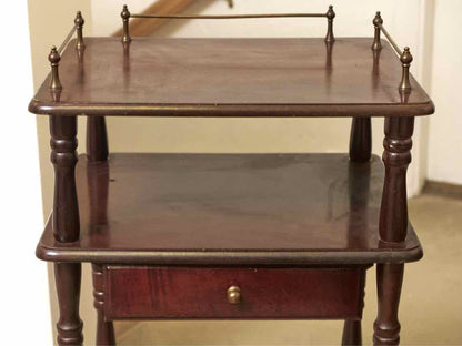 Dark Stained Cherry 3 Shelf 1 Drawer Accent Table
