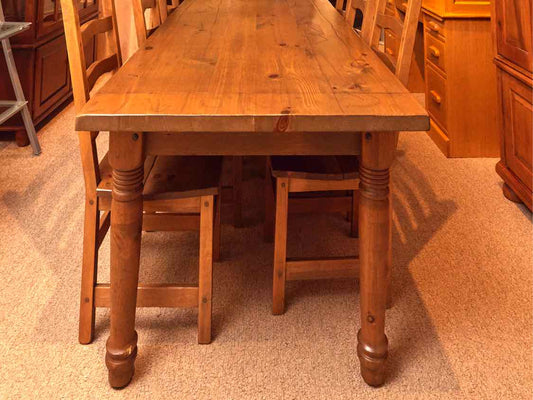 Domain Pine Plank Top Table &  8 Ladder Back Chair Set