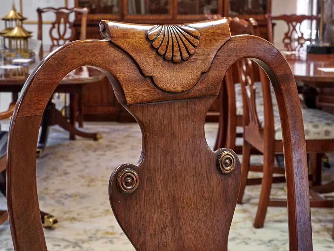Set of Eight Baker Queen Anne Mahogany Dining Chairs