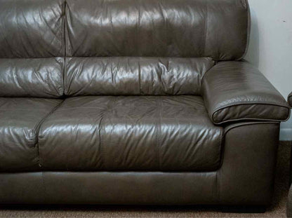 Chateau d'ax Bustle Back Bonded Brown Leather Sofa
