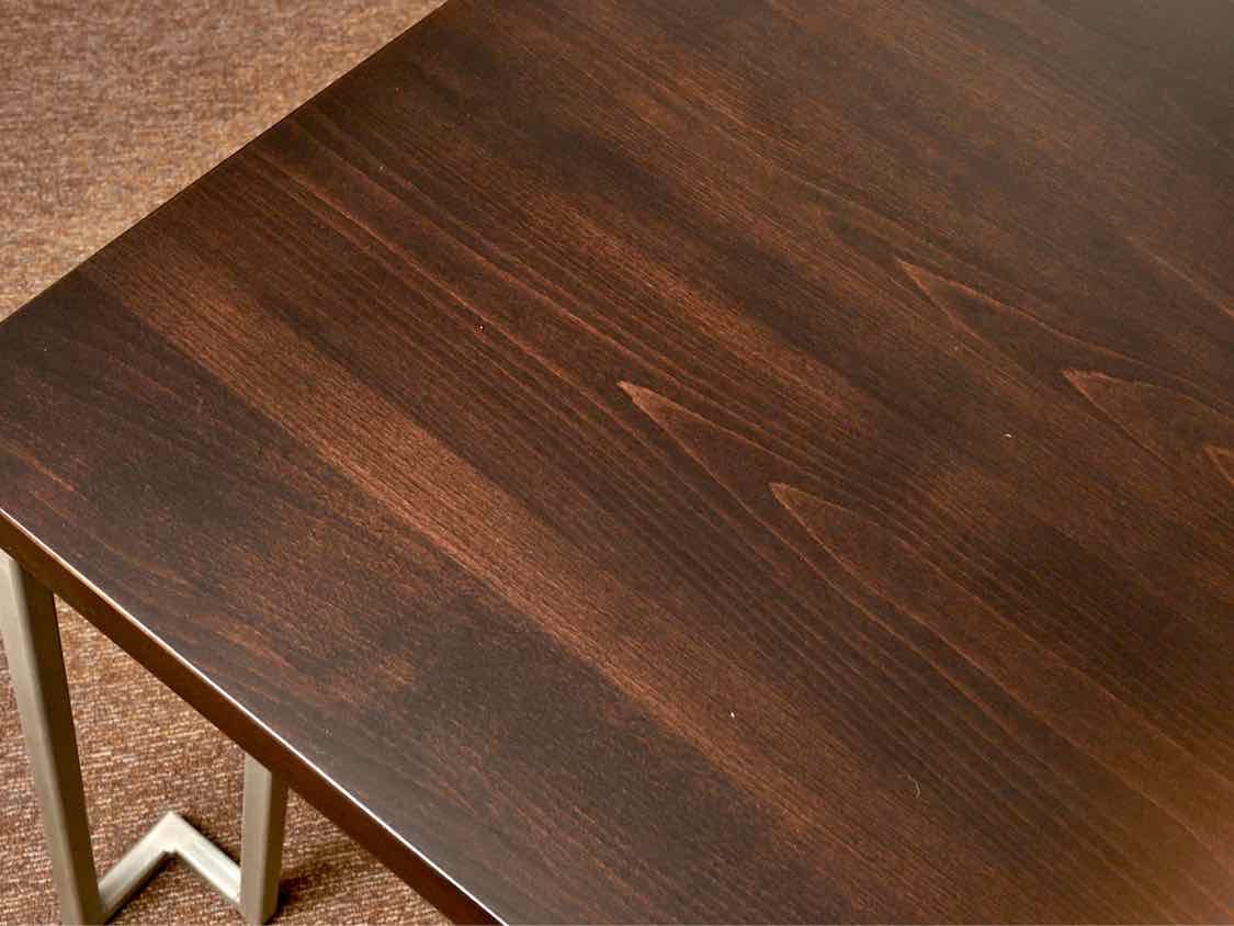 Walnut Finish Metal Frame Legs Dining Table