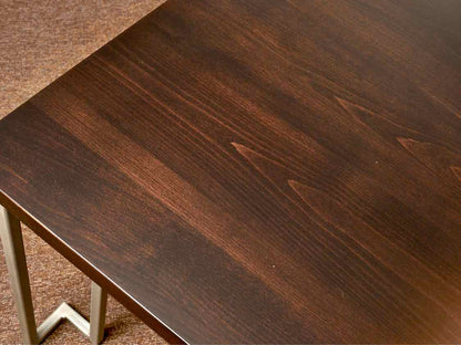 Walnut Finish Metal Frame Legs Dining Table