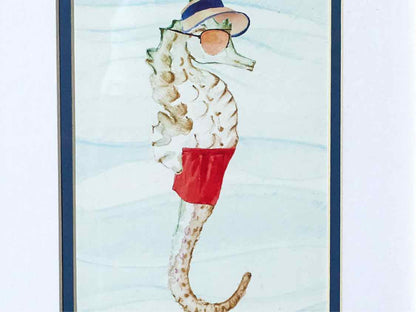'Tourist Seahorse' Watercolor Print In Ash Frame