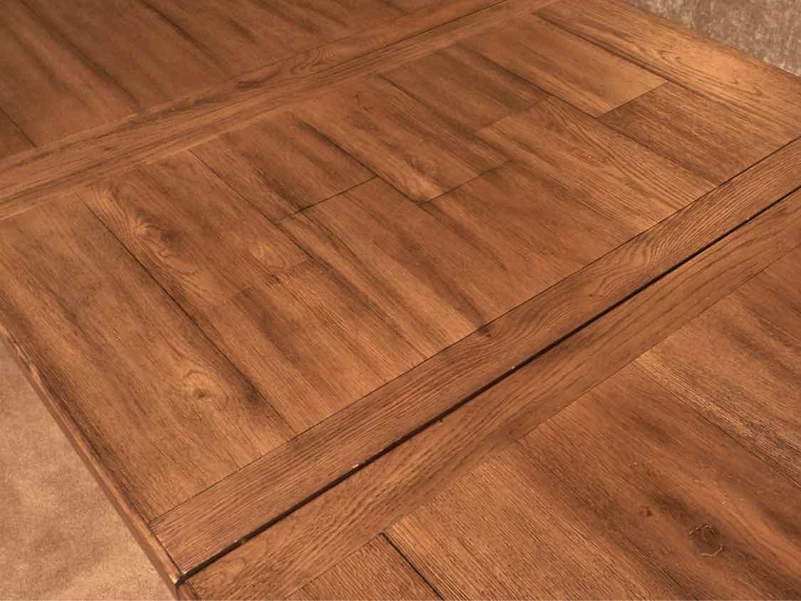 Trestle Style Espesso Finish Oak 'Sand' Finish Base Dining Table