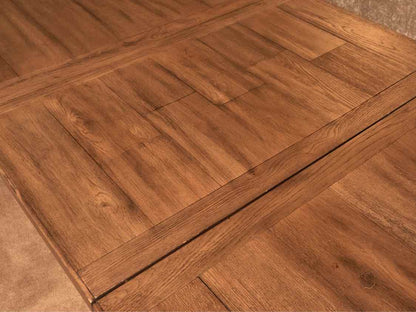 Trestle Style Espesso Finish Oak 'Sand' Finish Base Dining Table