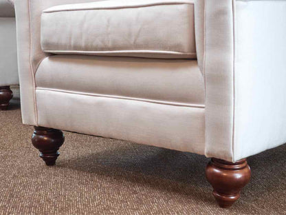 Pair Of White Sunbrella Upholstered Rolled Arm Chairs & Ottoman
