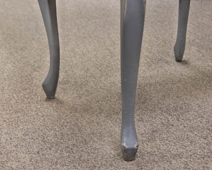 Arhaus Louise Tea Table in Grey Finish with Glass Cabinet and Tray Top