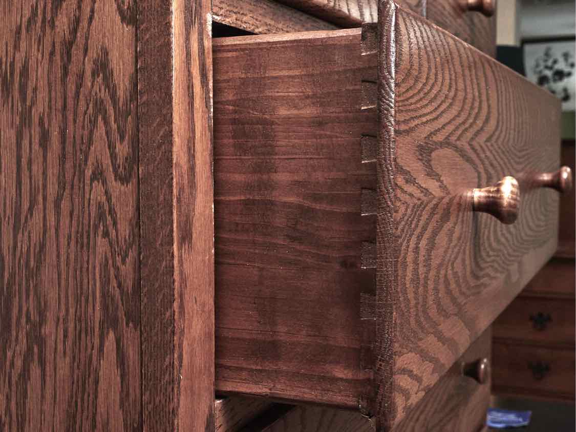 Oak 7 Drawer Chest with Wood Knobs