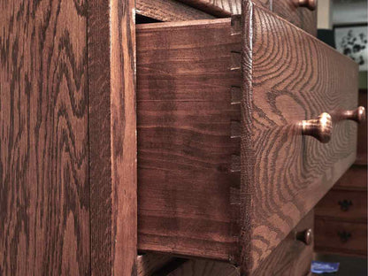 Oak 7 Drawer Chest with Wood Knobs