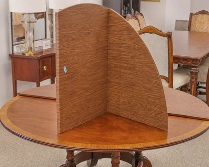 60" Round Banded Mahogany Dining Table on Bird Cage Pedestal