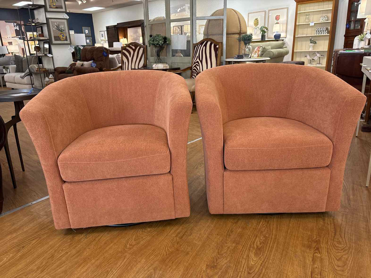 Pair of Four Hands 'Jett' Swivel Barrel Chairs
