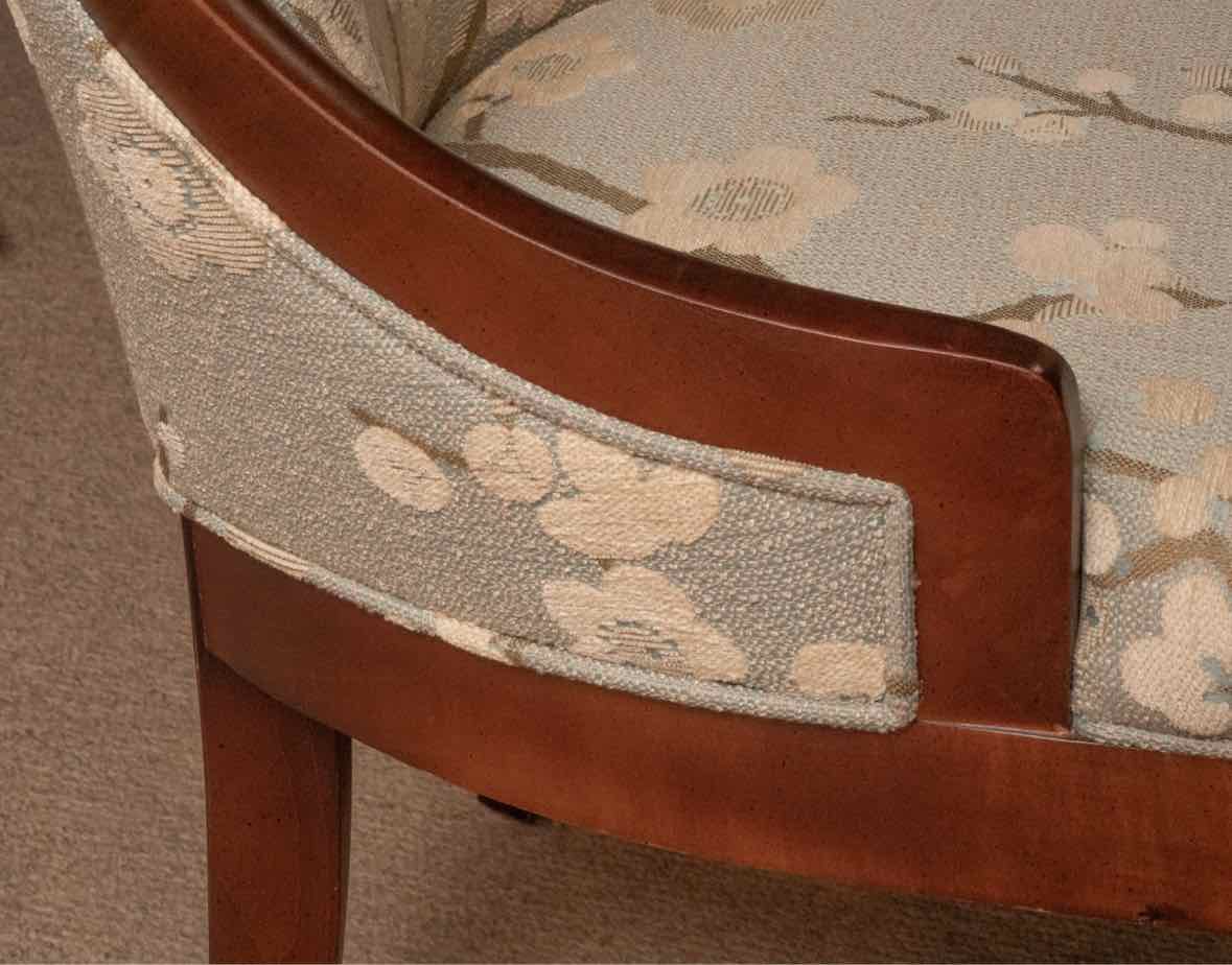Pair of Transitional Slope Arm Cherry Blossom Motif Dining Chairs