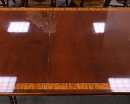 Ethan Allen Double Pedestal Mahogany Dining Table with 2 Leaves