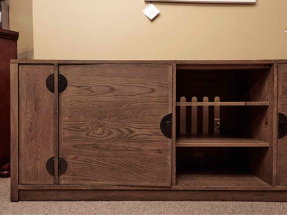 Ethan Allen New Zealand Pine 2 Door 2 Shelf & Side Panel Storage  Media Console