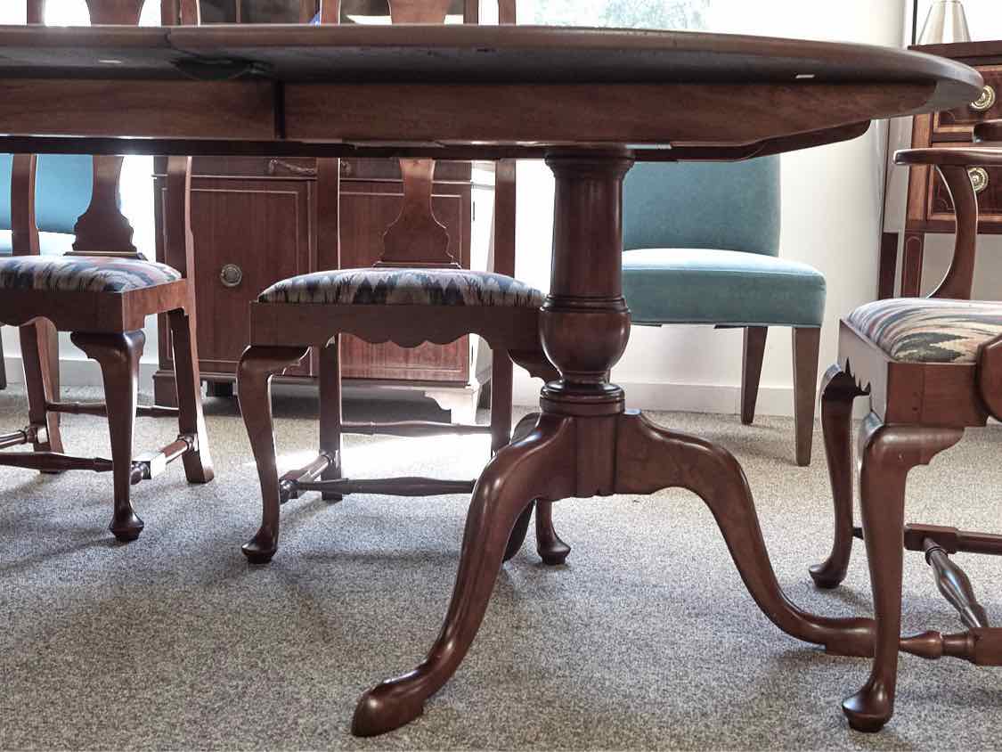 Eldred Wheeler Cherry Double Pedestal Dining Table & Set of Six Chairs