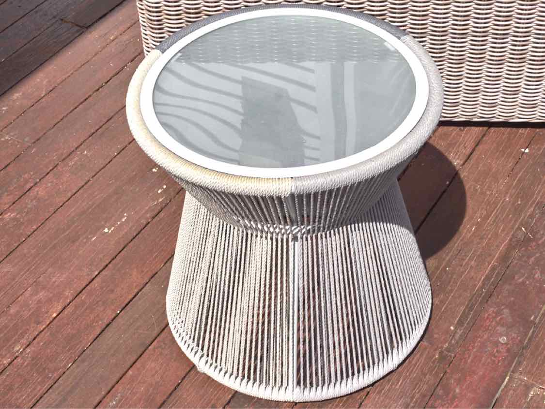 Outdoor 2  Tone Grey Accent Table with Frosted Glass Top