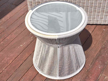 Outdoor 2  Tone Grey Accent Table with Frosted Glass Top