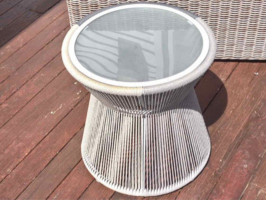 Outdoor 2  Tone Grey Accent Table with Frosted Glass Top